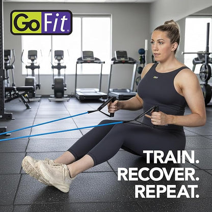 GoFit Pro-Grade Power Tubes with Handles - Resistance Tubes with Handles - Exercise Band - 30 lbs - Green - Body Building - Workout