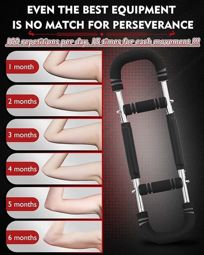 Twister Arm Exerciser, Adjustable Spring Workout Bar, Forearm Triceps Chest Inner Thigh Muscle Enhanced Exercise Strengthener, Upper Body Strength Builder Trainer, Home Fitness Equipment