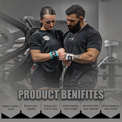 Improved Lifting Support & Stability - Gym Wrist Wraps for Weightlifting 14" Premium Quality Hand Wraps with Thumb Loop - Weight Lifting Wrist Wraps for Pain & Support