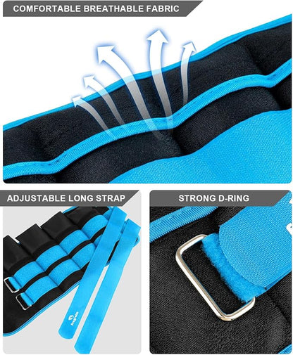 Adjustable Ankle Weights 1-3/4/5/6/8/10/12/15/20 LBS Pair with Removable Weight for Jogging, Gymnastics, Aerobics, Physical Therapy