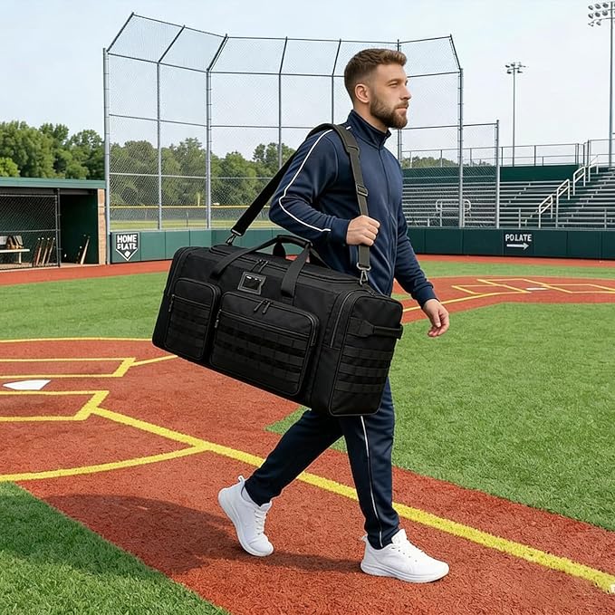135L Large Duffle Bag, Heavy Duty Duffle Bag for Travel, Extra Large Sports Gym Equipment Bag for Soccer Baseball Basketball Hockey Football, Black