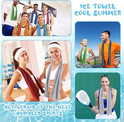 Hosuly 40 Pcs 47 x 12'' Cooling Towels for Neck Face Microfiber Breathable Chilly Ice Towel for Yoga Golf Gym Workout Sport Camping Running Activities Hot Weather