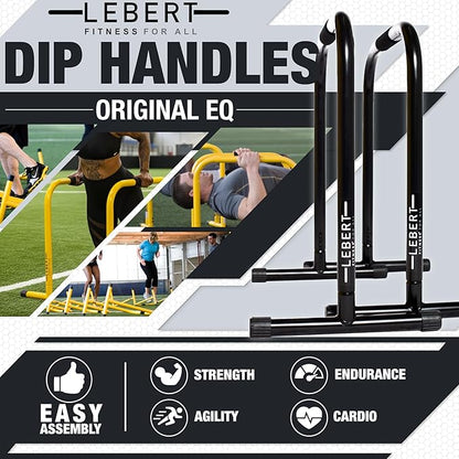 Lebert EQualizer Total Body Strengthener – Portable Dip Station for Full Bodyweight Training – Includes Hip Resistance Band & Online Coaching – Available in Standard & XL Sizes