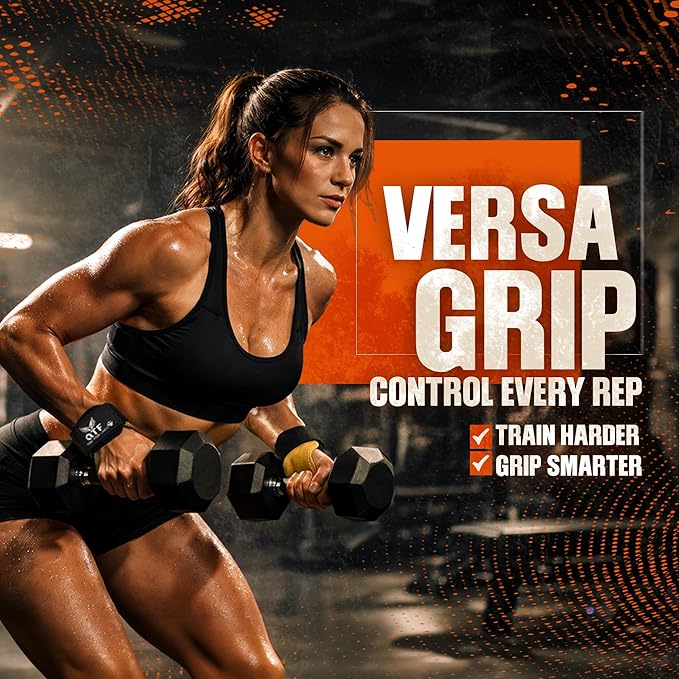 QTF Weight Lifting Grips (Pair) for Heavy Powerlifting, Wrist Straps for Deadlifts, Rows, Pull Ups, with Neoprene Padded Wrist Wraps Support and Strong Rubber Gloves or Straps for Bodybuilding.
