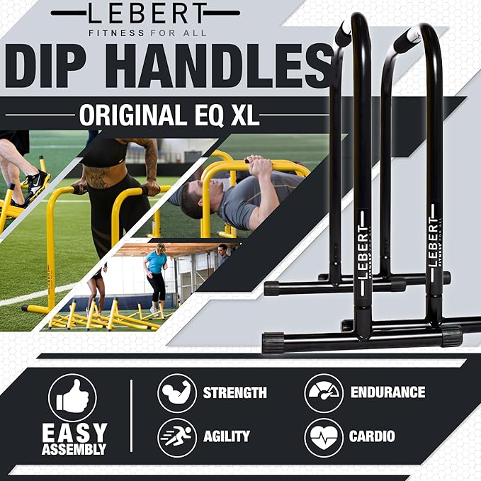 Lebert EQualizer Total Body Strengthener – Portable Dip Station for Full Bodyweight Training – Includes Hip Resistance Band & Online Coaching – Available in Standard & XL Sizes