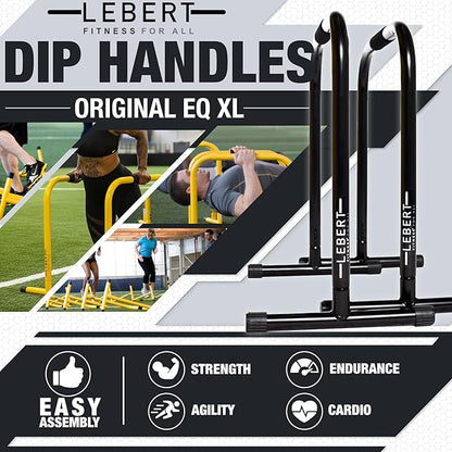 Lebert EQualizer Total Body Strengthener – Portable Dip Station for Full Bodyweight Training – Includes Hip Resistance Band & Online Coaching – Available in Standard & XL Sizes