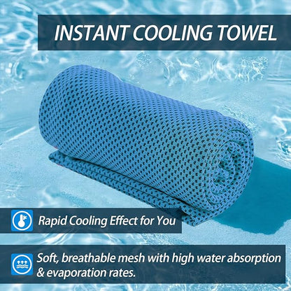 8-Pack Menjo Outdoors Cooling Towels for Neck & Face. Quick-Dry Workout Towels, Sweat-Wicking for Yoga, Gym, Running and Outdoors. Reusable Cooling Towel for Men & Women and Great for Hot Weather.