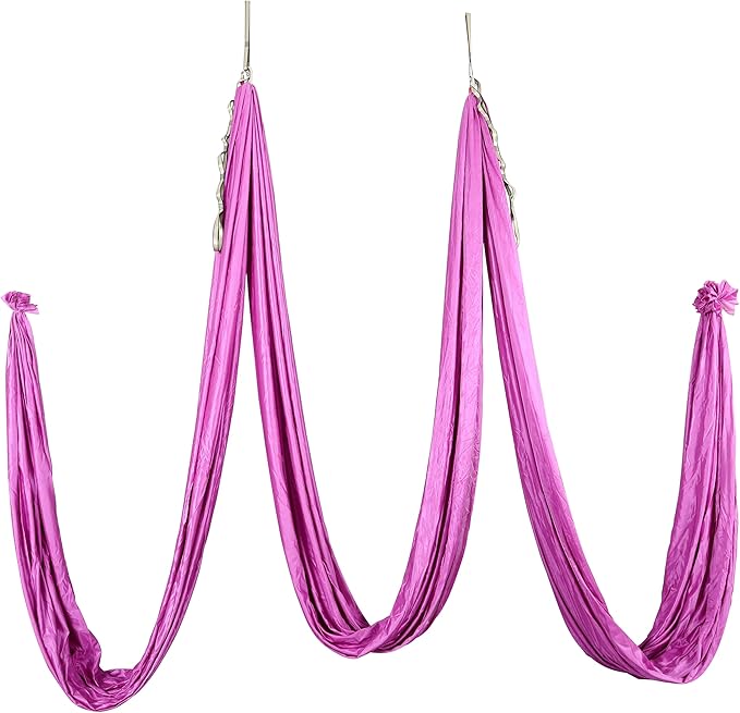 HECASA Aerial Silks Yoga Swing Set, Aerial Yoga Hammock w/Daisy Chain for Home, Inversion Exercises, Strength Training and Starter Kit
