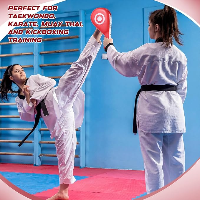 Poen 7 in 1 Taekwondo Kick Pad Boxing Training Equipment Punching Mitts Martial Arts Wrist Band Adjustable Soft Pads Set for Karate Muay Thai MMA Training