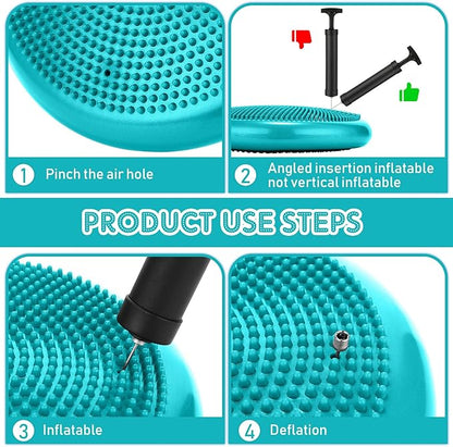Jerify 4 Pcs Wiggle Seat Flexible Inflated Wobble Cushion Stability Balance Pad Balance Disc Sensory Seat for Men Women Fitness Physical Exercise Improving Posture Home Office