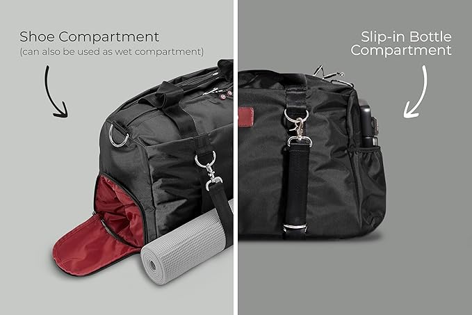 Live Well 360 Gym Duffel Bag for Men or Women – Bag with Shoe, Laptop & Wet Compartment - Perfect Sports or Workout Shoulder Bag with Multiple Compartments – CrossFit, Yoga, Boxing - THE LUXX