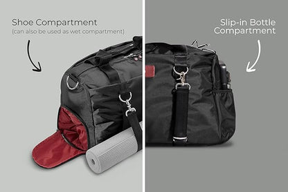 Live Well 360 Gym Duffel Bag for Men or Women – Bag with Shoe, Laptop & Wet Compartment - Perfect Sports or Workout Shoulder Bag with Multiple Compartments – CrossFit, Yoga, Boxing - THE LUXX