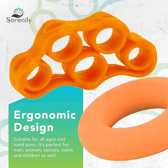 Serenily Hand Grip Strengthener Forearm Strengthener for Hand Workout Grip Strength Trainer Hand Gripper Strengthener Finger Stretcher Hand Strengthening Devices - 6 Pack Hand Exercisers for Strength