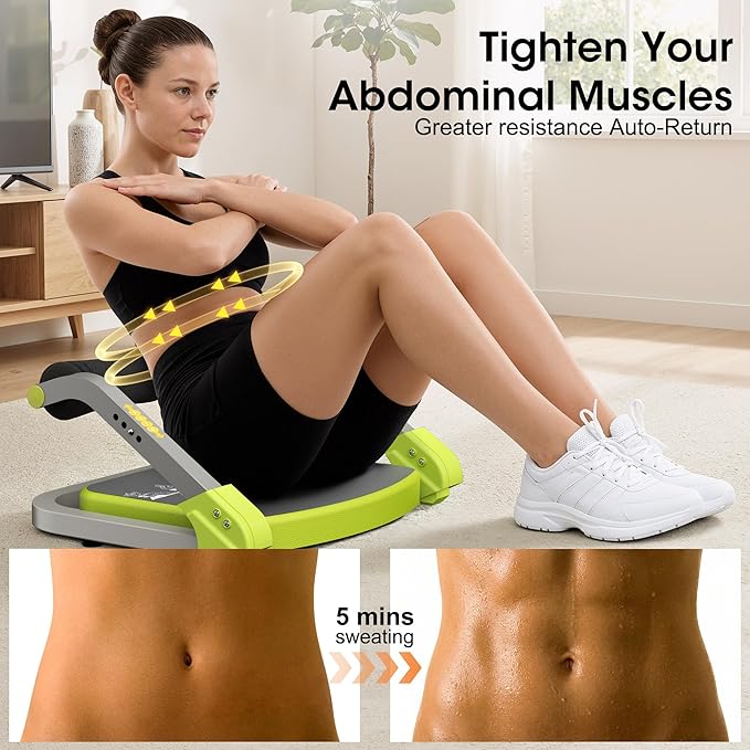 Ab Machine Ab Trainer - Sit Up Exercise Equipment& Core Machine, 4 Level Adjustable Resistance, Foldable Ab Crunch Machine for Home Gym Stomach Workouts
