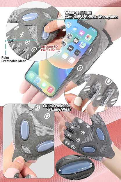 Fingerless Cycling Gloves Women Anti-Slip Shockproof Mesh Lightweight Workout Gloves Gym Exercise Fitness Rowing