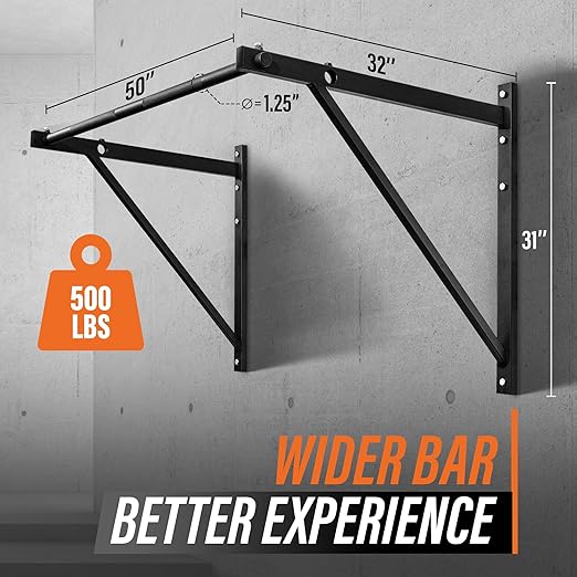 Yes4All Heavy Duty Wall Mounted Pull Up Bar – Multi-Grip Pull Ups / Pull Up Bar Ceiling Mount / Joist Mount for Home Gym