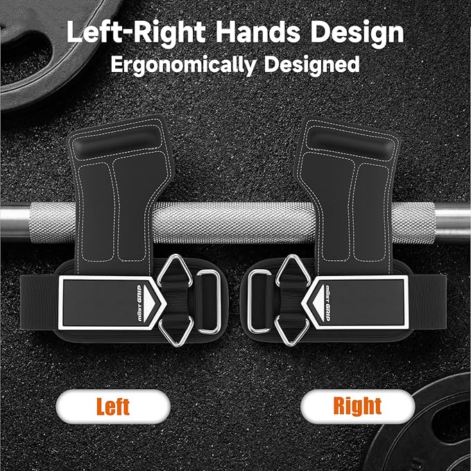 Non-Slip Gym Wrist Sraps for Weightlifting, Double Rubber Weight Lifting Straps with D Rings for Cable Machine Workout, Wrist Wraps with Cushion Wrist Loop for Men Women Deadlift