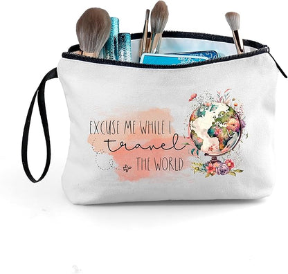 Travel Gifts for Women International Travelers Friend Daughter Coworker World Travel Accessories Cosmetic Makeup Bag Christmas