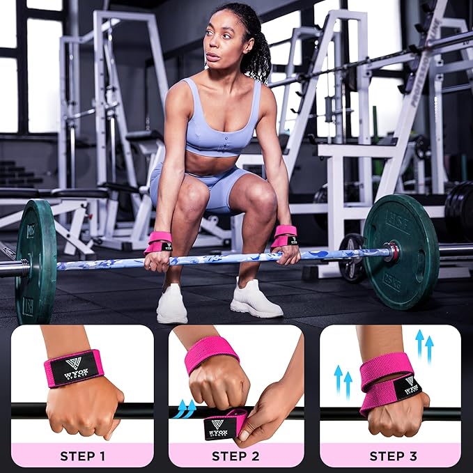 WYOX Figure 8 Weight Lifting Straps for Weightlifting Heavy Duty Deadlifting Workout Straps | Wrist Wraps Gym Equipment Gear Men Women PAIR