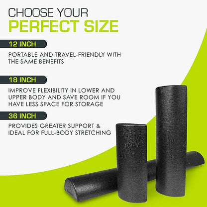 ProsourceFit High Density Foam Rollers - inches long. Firm Full Body Athletic Massager for Back Stretching, Yoga, Pilates, Post Workout Trigger Point Release
