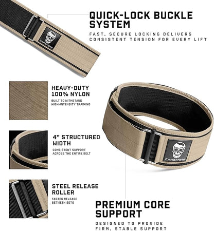Gymreapers Quick Locking Weight Lifting Belt for Men Gym Belt for Powerlifting Deadlift Belt with 4 Inch Neoprene Metal Buckle Back Support Weightlifting Belt Women