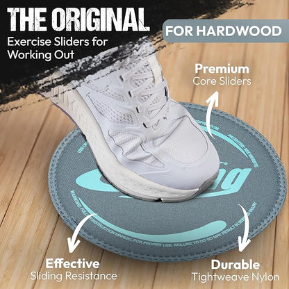 Gliding Discs for Working Out - Exercise Sliders for Carpet & Hardwood Floors 1 Pair, Authentic Workout Sliders Disc for Full Body Resistance Workout, Includes 4 Streaming Video Workouts
