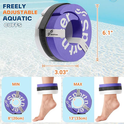 Sportneer Aquatic Exercise Equipment Water Aerobics Combo Set Includes High Density Water Weights Dumbbell Aqua Belt Water Ankle Weights for Pool Exercise Aquatic Therapy Pool Fitness Water Exercise