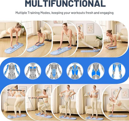 Pilates Board, Newest Multi-Purpose Portable Pilates Reformer Machine for Home, Foldable at Home Pilates Kit, Pilates Board for Home Workout Fitness Exercise, Abs, Pilates Equipment