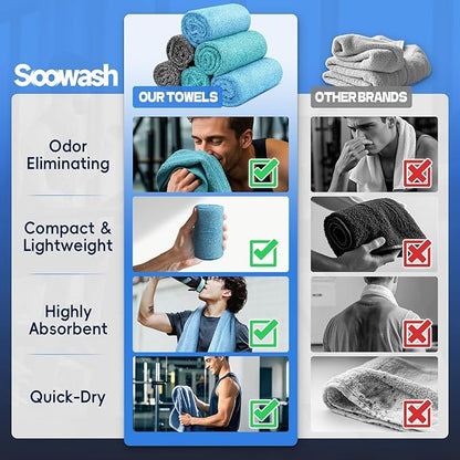 Microfiber Gym Towels for Showering Working Out Quick Dry Negative ions Large Middle Small Sizes Lightweight Gym Towel for Men Women Tennis Sports Towels for Body Hot Yoga Fitness Essentials