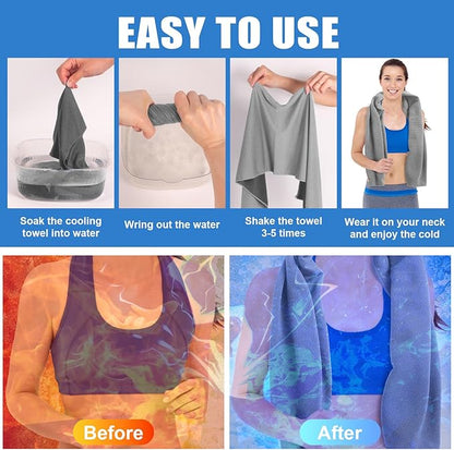 4 Pack Cooling Towel for Neck and Face,Ice Towel for Hiking Camping Riding Tennis Yoga Fitness Workout Gym Sweat Ice Towels (Multicolor-03)