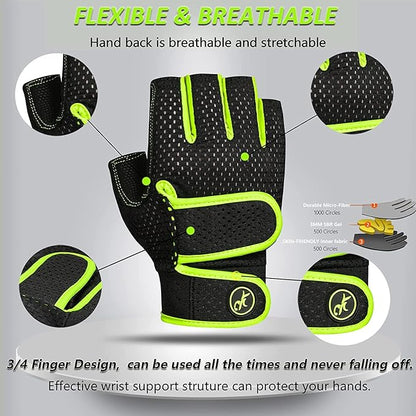 MOREOK Workout Gloves Padded Weight Lifting Gloves for Men/Women, [3MM Gel] Fingerless Grip Gym Gloves Fitness Gloves for Exercise,Hanging,Weightlifting, Cycling, Pull ups, Rowing