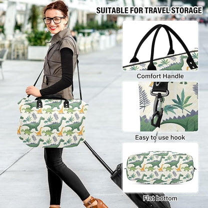 senya Weekender Bags Travel Duffel Gym Bag Green Dinosaurs Carry on Overnight Tote Bag with Toiletry Bag for Airplane Travel Trip Gym Yoga, g368733851p1006c1071s2442