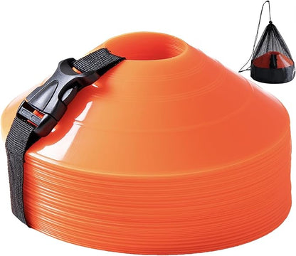 Flexible Soccer Cones (Set of 60/50/40/25) with Mesh Bag & Strap, Sports Cones for Soccer, Basketball, Football Training Equipment, Agility Soccer Cones for Drills Training