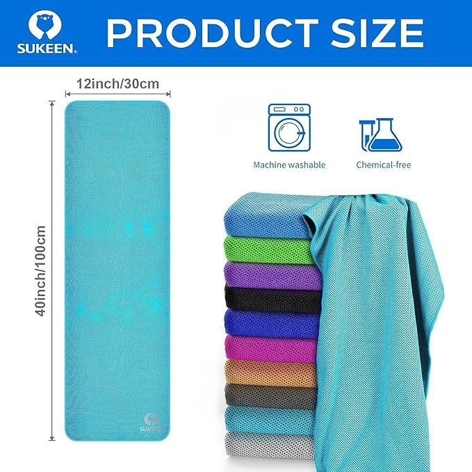 Sukeen Cooling Towel (40"x12"), Soft Breathable Cooling Towels for Neck and Face, Chilly Sweat Towel, Neck Cooling Wraps for Gym, Yoga, Sports, Camping, Hiking