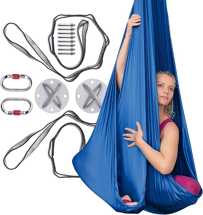 AyuHome Aerial Silks Kit for Home - Premium Yoga Swing for Kids and Adults with 660 lbs Capacity - Versatile Aerial Yoga Hammock for Gymnastics Training