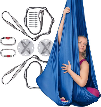 AyuHome Aerial Silks Kit for Home - Premium Yoga Swing for Kids and Adults with 660 lbs Capacity - Versatile Aerial Yoga Hammock for Gymnastics Training