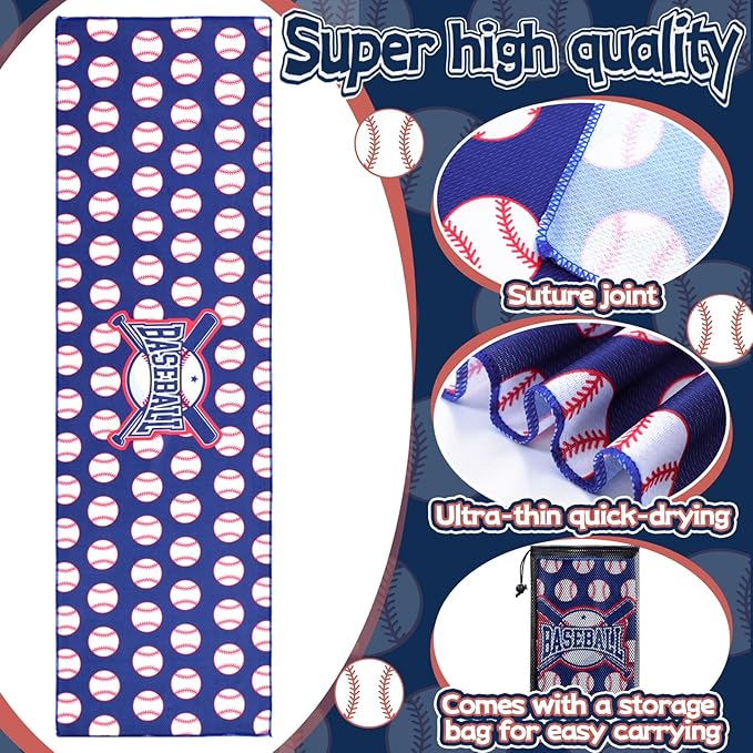 Peryiter 20 Pcs Baseball Towel 40 x 12 Inch Breathable Ice Towel with Storage Bag Quick Dry Microfiber Team Gift Fitness Camping Gym Running Sports Men Women Coach Gift