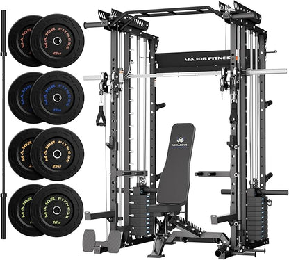 Major Fitness Drone MAX V Smith Machine with Weight Stacks, All-in-One Home Gym Squat Rack--2500LB Capacity, Dual LAT Pull-Down Systems & Cable Crossover Machine, Heavy-Duty Full-Body Workout Machine