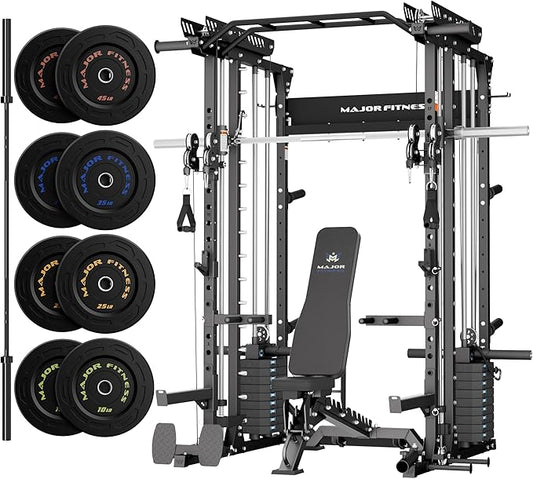 Major Fitness Drone MAX V Smith Machine with Weight Stacks, All-in-One Home Gym Squat Rack--2500LB Capacity, Dual LAT Pull-Down Systems & Cable Crossover Machine, Heavy-Duty Full-Body Workout Machine