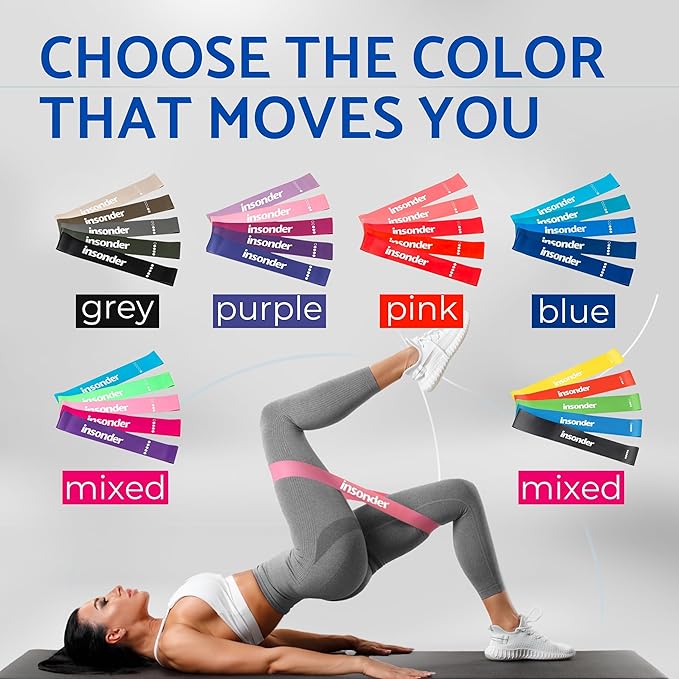 Insonder Resistance Band Set - 5 Exercise Bands for Workout & Fitness