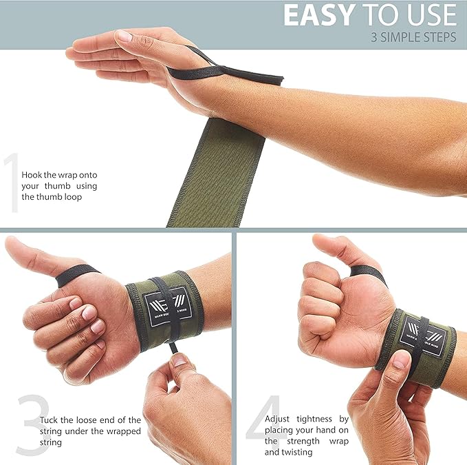 WARM BODY COLD MIND - Premium Cotton Weight Lifting Wrist Wraps for Cross Training, Powerlifting, Deadlift, Weightlifting, Gym, Wrist Straps, Workout, Fitness, Heavy-Duty Support with Thumb Loop
