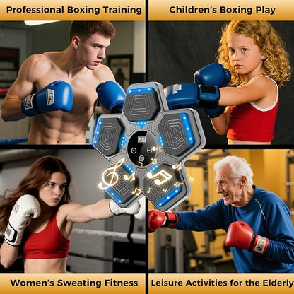 2026 Music Boxing Machine for Adults and Kids, Smart Bluetooth Boxing Training Equipment with Gloves Wall Mounted, Workout Punching Machine for Home,Office and Gym