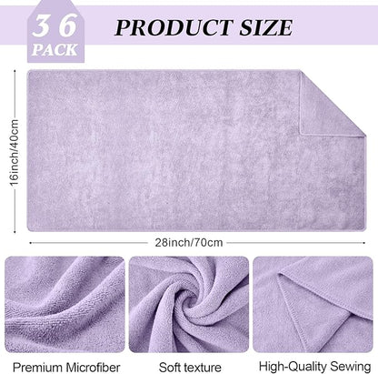 36 Pcs Microfiber Gym Towel 16 x 28 in Bleach Proof Towels Absorbent Soft Sweat Towels Quick Dry Lightweight Towel for Hand Salon Bath Spa Hotel Pool Home Hair Care (Light Purple)