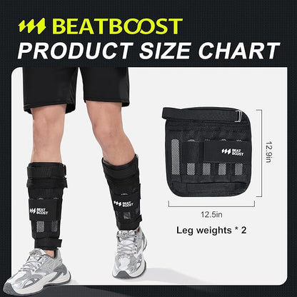 Ankle Wrist Weights 4lb/10lb/15lb/20lb/25lb/30lb BeatBoost Adjustable Leg Arm Weights for Men Walking Pilates Exercise Workout Gym Aerobics