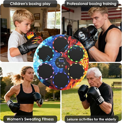 Music Boxing Machine with Gloves - Wall Mounted Punching Trainer for Adults & Kids, 9-Speed Punch Game, Wall Boxing Punching pad, 2025 Upgrade Gifts for Boys Age 6+