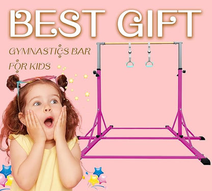 86 York Gymnastics Bar for Kids Ages 3-20, 5FT Base Length, 42" to 63" Adjustable Height, Horizontal Bar, Kip Bar for Gymnast, Gymnastic Training Equipment for Home, Gym Center