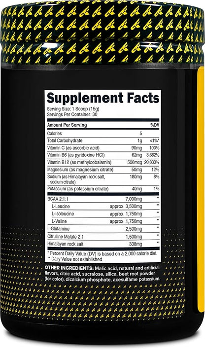 Primaforce BCAA Powder (Watermelon) - 7000MG 2:1:1 BCAAs, 30 Servings, Post-Workout Recovery Drink with Amino Acids and Real Salt for Men & Women