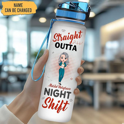 Hyturtle Personalized Nurse Water Bottle - 32oz Motivational Water Bottle with Leak-Proof Lid Time Marker - Custom Name Gift for Nurse, Nursing Students, Nurse Coworkers On Birthday Nurse's Day