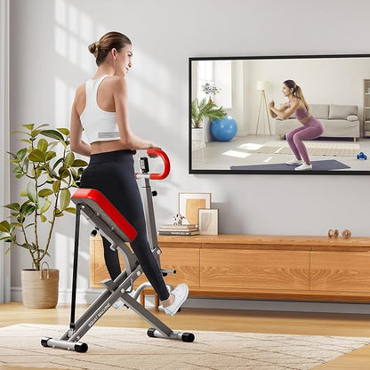 DlandHome Squat Machine, Squat Rowing Machine with Adjustable High-Strength Resistance Band for Home Gym, Foldable Leg Glute Trainer for Full Body 330lbs