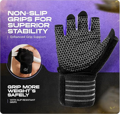 Special Essentials Weight Lifting Gloves for Men & Women – Fingerless Workout Gloves with Non-Slip Grip & Palm Padding for Gym, Training, Cycling & Fitness